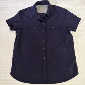Eddie Bauer Navy Ripstop Short Sleeve Top Womens Small